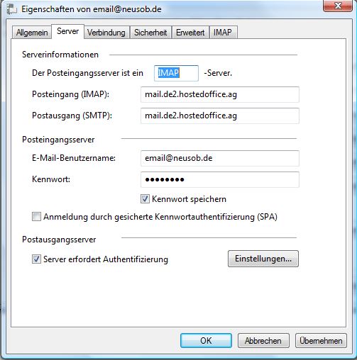 Windows Mail Einstellungen